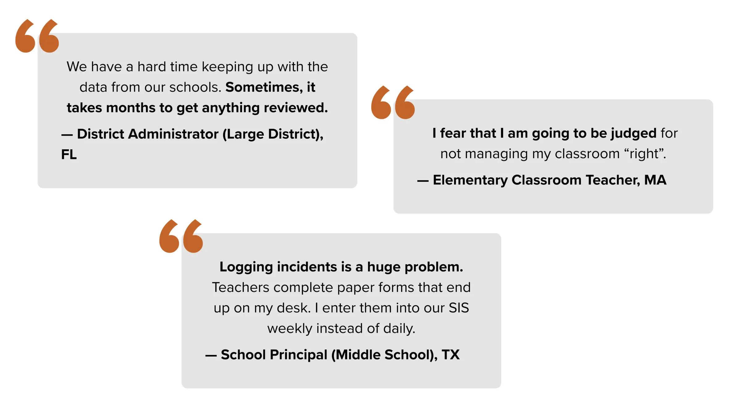 Quotes from educators gathered during discovery